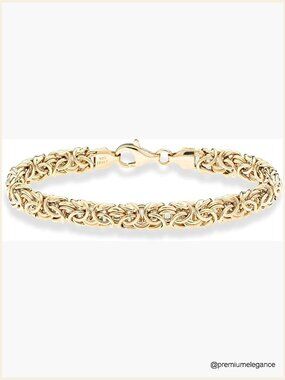 Italian 18K Gold Plated 925 Sterling Silver Byzantine Link Bracelet Handmade